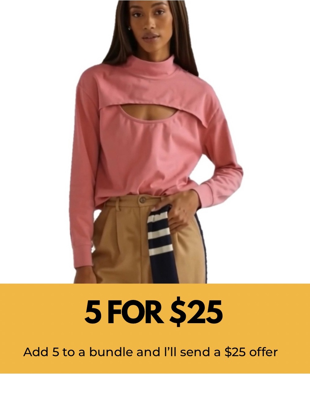 Pink Cutout Mock Neck Women's Sweatshirt